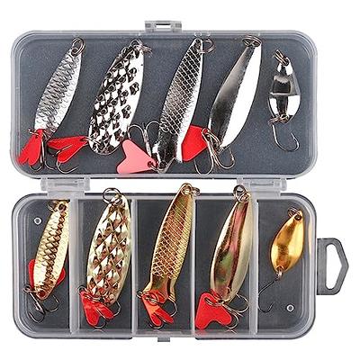 10pcs Fishing Lure , Bass Trout Salmon Hard Metal Spinner Baits Kit with 2  Tackle Boxes