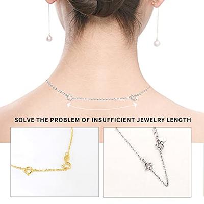 Gold Necklace Extenders 14k Gold Plated Extender Chain 925 Sterling Silver Extension  Bracelet Extender Gold Chain Extenders for Necklaces 3 Pcs (1 2 3 Inch)(Gold)  1 2 3 inch Gold