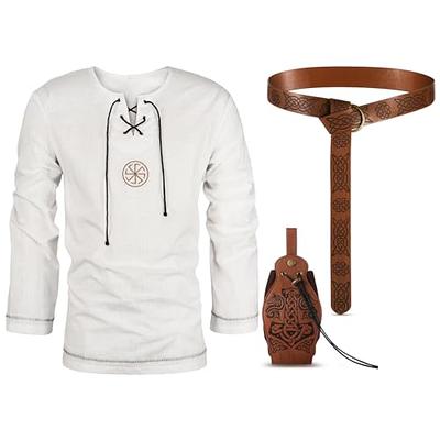 White Long Sleeve Shirt With Ruffles - Viking Warrior