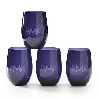 Monogrammed Acrylic Stemless Wine Glasses - Set of 4