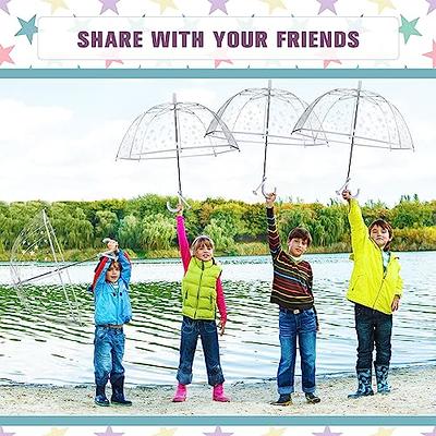 Sweetude 4 Pcs 39 Inch Kids Umbrellas for Rain Clear Bubble Umbrellas with  Reflective Stars and