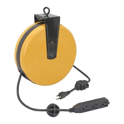 Strongway Retractable All-Weather Cord Reel | 50-Ft. 16/3, Triple Tap Auto Rewind