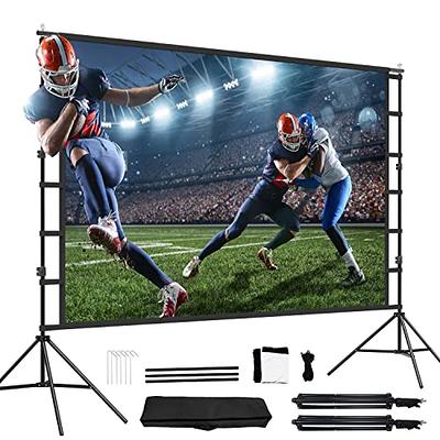 Projector Screen and Stand,Towond 150 inch Indoor Outdoor Projection  Screen, Portable 16:9 4K HD Rear Front Movie Screen with Carry Bag  Wrinkle-Free