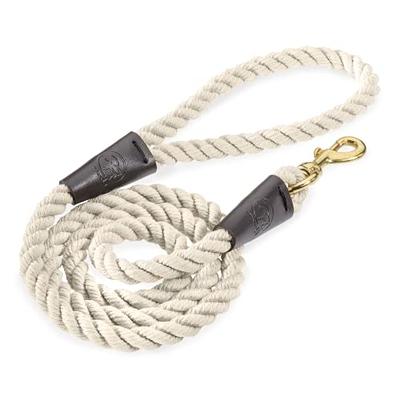 Dog Leash with Leather Handle Cotton Rope