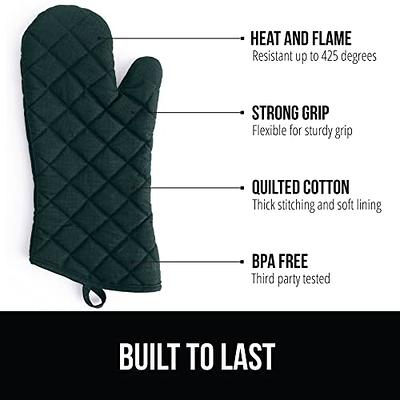 Extra Long Silicone Oven Mitts, sungwoo Durable Heat Resistant Oven Gloves  with Quilted Liner Non-Slip Textured Grip Perfect for BBQ, Baking, Cooking