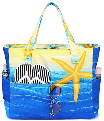 Extra Large Waterproof Canvas Beach Bag With Inner Pockets For Travel  Weekender Big Pool Tote Bag With Inner Pockets For Travel