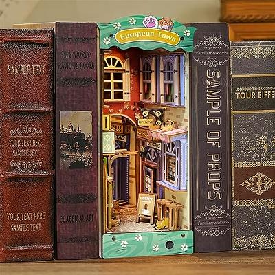 Diy Book Nook Kit - Diy Miniature Bookend Town Forest With Led Light, 3d  Puzzle Wooden Art Bookshelf Insert Decor, Model Kits For Teens/adults To  Buil