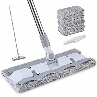 Harper Live.Love.Clean. 12.8 in. W Bamboo Handle Microfiber Flat Mop with A Hook and Loop Refill Pad for Fine Dirt and Pet Hair