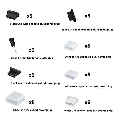 40 Pcs 8 Types Silicone Anti Dust Cover Plugs + Charging Port Protector Cover  Cap + Plastic Cable Port Dust Stopper Compatible with Apple Micro USB  Type-C, Earphone Plug Jack Cap - Yahoo Shopping