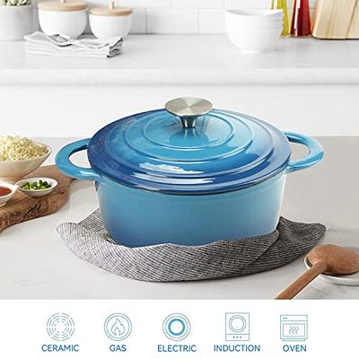 Dutch Oven Cast Iron 5 Quart Enameled Cast Iron Dutch Oven with Self  Basting lid Blue