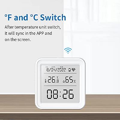 WiFi Temperature Humidity Monitor: Upgraded Smart Temperature and Humidity  Sensor with Large Backlit LCD Screen & App Alerts, Indoor Thermometer