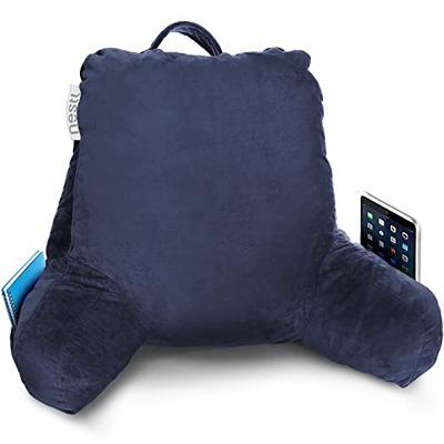 Reading Pillow Adult, Back Pillow for Sitting in Bed, Memory Foam Reading &  Bed Rest Pillow with Arms and Pockets 