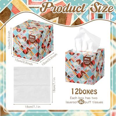 Bokon 12 Pack Facial Tissues Cube Boxes Square Tissues Boxes 2 Ply