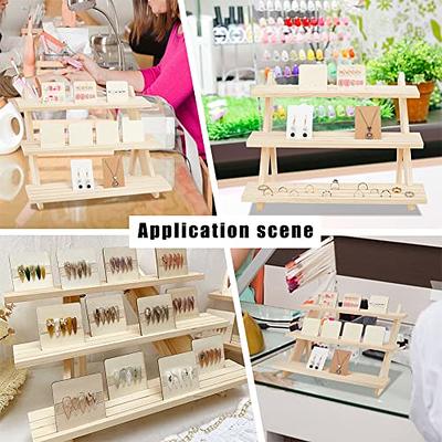 Fumingpal Earring Display Stands for Selling, Wooden Jewelry Display Rack  with 20 Removable Hooks, 5-Tier Jewelry Organizer for Earring Cards