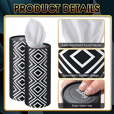 Car Tissue,4 Pack Cylinder Tissue Boxes,Car Tissue Holder with Facial  Tissue Bulk,Refill Car Tissues Box Round Container,Travel Tissues Perfect  Fit