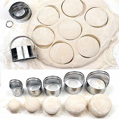 Stainless Steel Biscuit Cutters Set (5 Pieces/Set) | Fluted Round Cookies  Cutter with Handle | Professional Baking Dough Tools