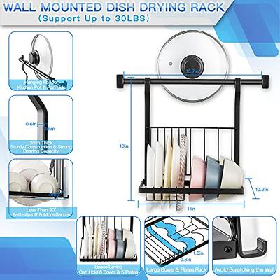 Hanging Kitchen Organizer Pot Pan Holder Wall Mount Dish Rack Utensil  Cookware