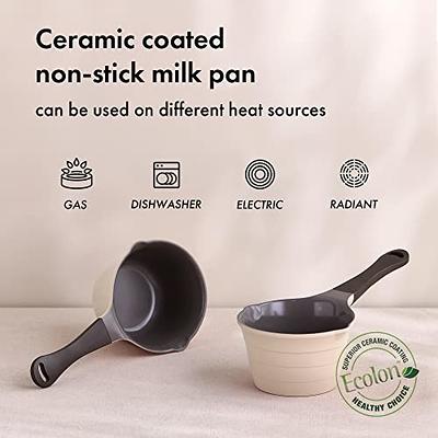 Neoflam 1qt Saucepan Butter Warmer Milk Boiling|Melting Pot, Ecolon Healthy  Ceramic Nonstick Coating PFOA-free, 2 Pour Spouts, Dishwasher Safe, Ivory