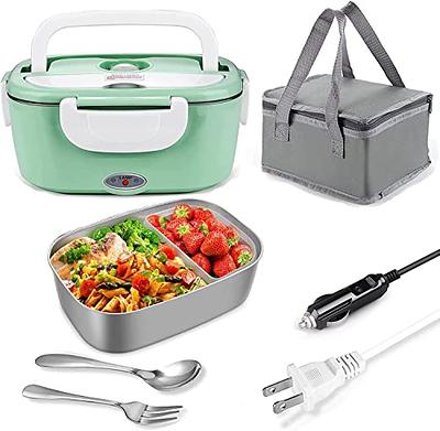 Electric Heating Lunch Box Food Heater/Warmer Portable Heated Lunch Boxes  for Car truck and Home Work Adults Electric Lunch Box - Leak Proof, 1.5L  Removable 304 Stainless Steel Container 