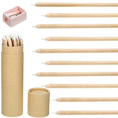 12 Pcs Wooden Chalk Pencils with Sharpener and Kraft Paper Pen