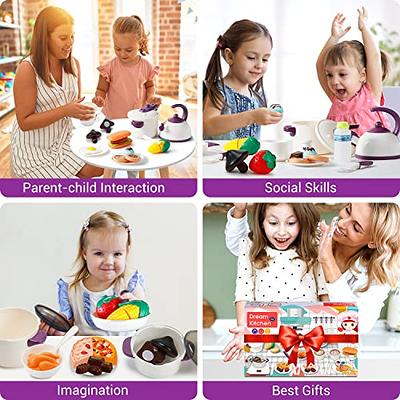 Theefun Play Kitchen Accessories Set: Play Kitchen Toys with Kids Pressure  Pot, Pan, Cooking Utensils and Cutting Play Food, Pretend Cooking Playset 