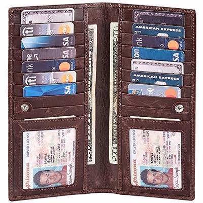 Wise Owl Stylish Bifold Long Slim Wallets - Real Leather RFID Handmade 2 ID  Window Credit Card Holder for Men Women (Black Crazy Horse) : :  Clothing, Shoes & Accessories