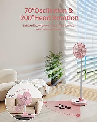 Flodaway Fan Rechargeable, Fold Away Fans Collapsible Portable Fan Pink for  Traveling Foldable Compact Fan, Desk and Floor Fan 7200mAh Portable