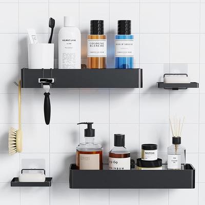 Rebrilliant Shower Caddy Shelf Organizer Rack, Self Adhesive Black Bathroom Shelves Basket, Home Farmhouse Wall Shower Inside Organization and Storage Decor RV AC