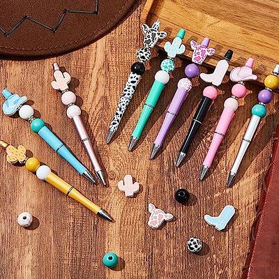 Geelin 18 Set Cow Print Beadable Pens Assorted Beadable Pens Kit Beaded Pens  with 18 Pcs