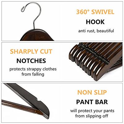 Walnut Wide Shoulder Wooden Suit Hangers, Non-slip Pant Swivel Hook for  Women Dress Clothes, Coats, Jackets, Pants, Shirts, Skirts 