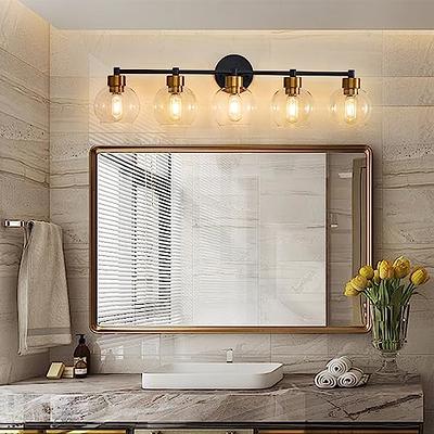 5-Light Clear Acylic Vanity Wall Light for Bathroom in Gold