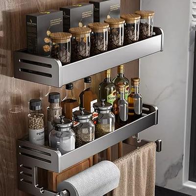 2 Pack Metal Spice Rack Organizer Wall-Mount Spice Jars Organizer