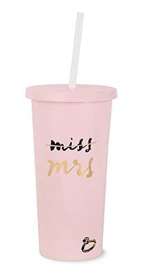 Double Wall Vacuum Insulated Stainless Steel Slim Tumbler with Straw 20 fl.  oz, Pink Floral