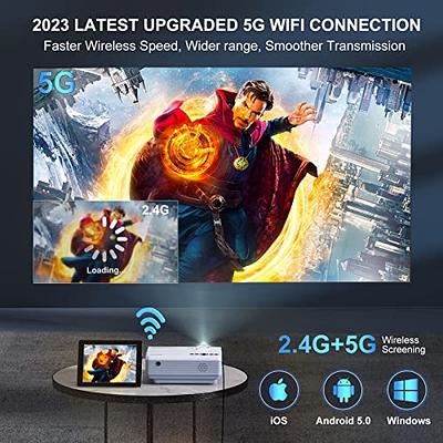 Projector with 5G WiFi and Bluetooth, 10000L Native 1080P Portable Outdoor  Video Projector 4K Supported, Home Theater Movie Projector with Screen for