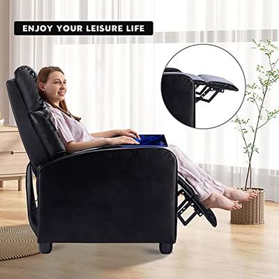 Recliner Chair Ergonomic Adjustable Single PU Leather Sofa with Thicker Seat  Cushion