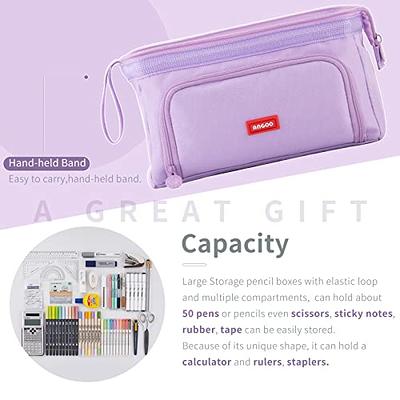 YOKUMA Pencil Case, Large Capacity Aesthetic Pencil Pouch Bag for College  Adults, Office Supplies Stationery Organizer, Purple