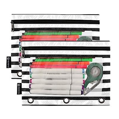  Black Pencil Pouch for 3 Ring Binder 2 Pack Binder Pencil Case  with Clear Window Pencil Bags with Zipper for Office College Daily Supplies  : Office Products