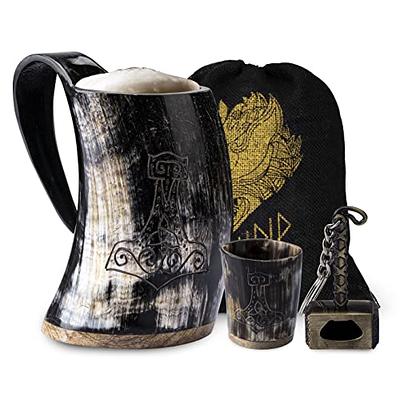 Viking Drinking Horn - Hand Carved custom Horn Mugs with handles - Lar –  Gibb & Daan