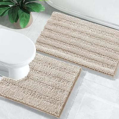 Soft Luxurious Shaggy Microfiber Bath Rug Padded with Thick Memory Foam  (Gray 34x21 inch), Non-Slip Bathroom Mat, Super Absorbent, Mold and Mildew  Resistant, Machine Washable 