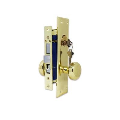 Brass Mortise Entry Left Hand Door Lock Set with 2.75 in. Backset, 2 SC1  Keys and Wide Face Plate-Hex