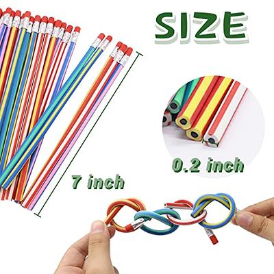 Zonon 24 Pieces Flexible Bendable Pencils Soft Bendy Pencils Colorful  Stripe Bendable Pencils Colored Bend Pencils with Eraser for School Prizes  Kids