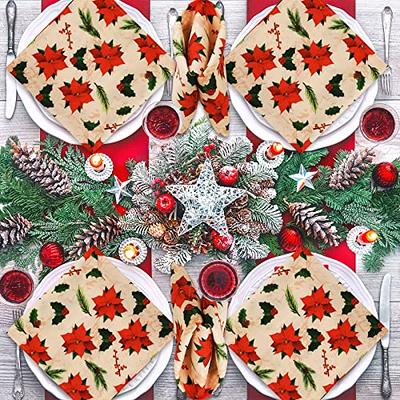 Red Christmas Table Linen Napkins. Festive Xmas Table Cloth Napkin. Christmas  Dinner Linen Napkins. Xmas Table Linens. Red Holiday Napkins 