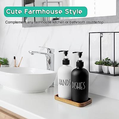 MOMEEMO Glass Soap Dispenser Set, Contains Hand Soap and Dish Soap Dispenser.Suitable for Kitchen Decor. (Black & White)