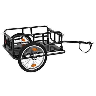 Aosom Bike Cargo Trailer Bike Wagon Bicycle Trailer with Suspension Triple Safety Features 16\ Wheels 88 lbs Max Load, Black