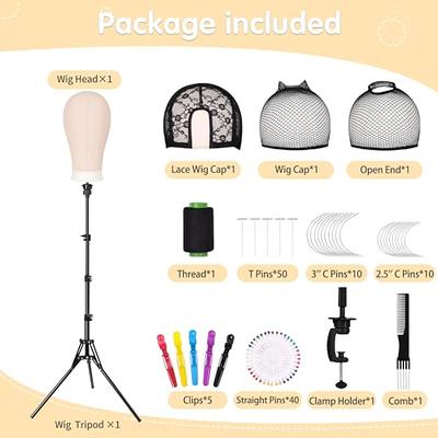 TwoWin Wig Head Stand Set, [ 63inch Tall ] Wig Stand Tripod with