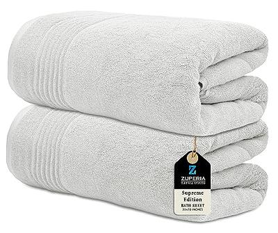 POLYTE Quick Dry Lint Free Microfiber Bath Sheet, 35 x 70 in, Pack of 2  (White)