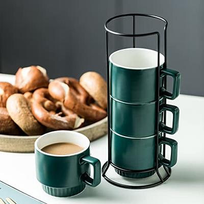 SWEEJAR Porcelain Espresso Cup & Saucer Set,Ceramic Stackable