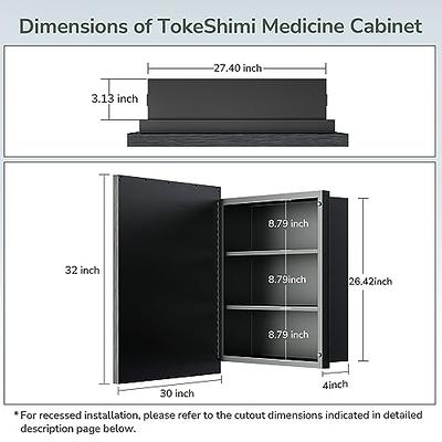 TokeShimi 30x32 Medicine Cabinet Bathroom Vanity Mirror Gold Metal