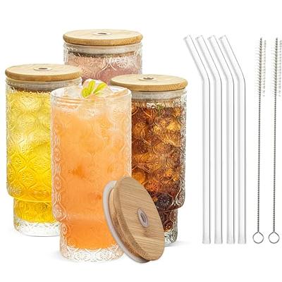 20 Oz Glass Cups With Bamboo Lids And Straws,2 Pcs Glass Tumbler With  Silicone Protective Sleeve,Can Shaped Drinking Glasses,Glass Water Bottle  With B - Yahoo Shopping