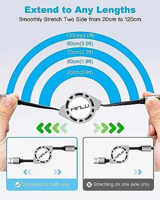 Minlu Multi Charging Cable 3A [2Pack 4FT] Retractable Multi Charging Cord 3 in 1 Fast Charger Cord Multi Charger Adapter with IP/Type C/Micro USB